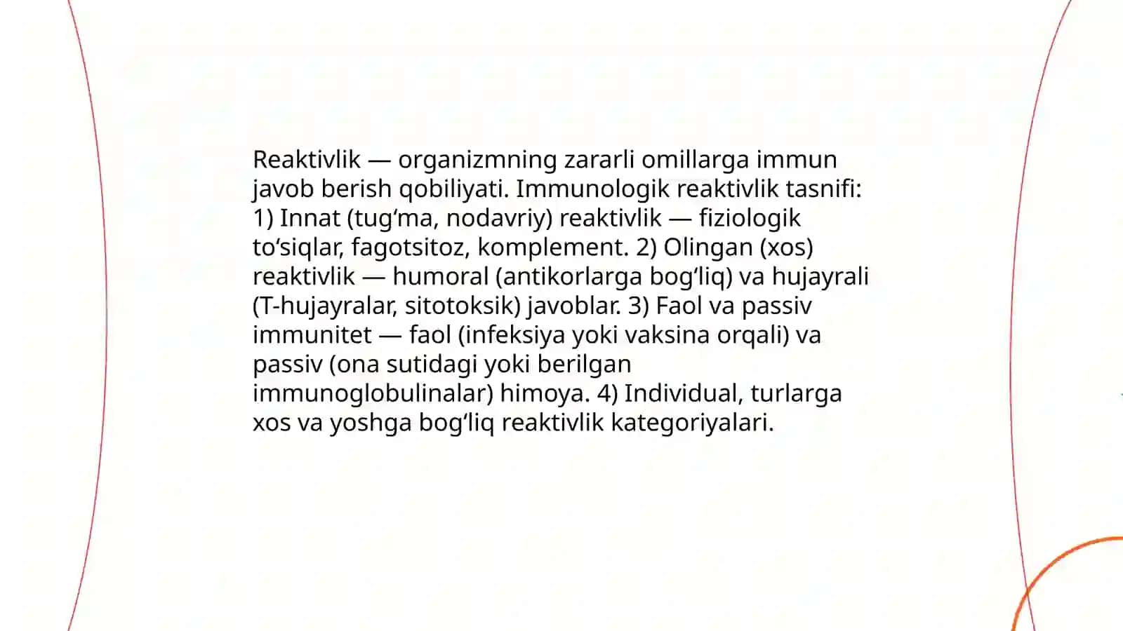 Reaktivlik. Patologiyada organizmining immunologik reaktivligi va bolalardagi axamiyati 3