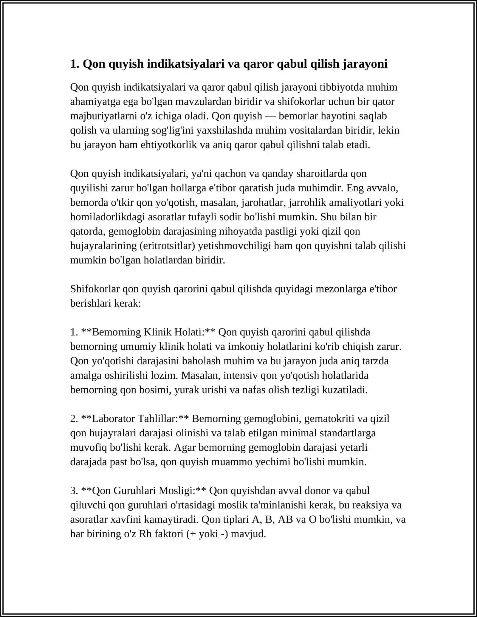 QON QUYISH BUYICHA SHIFOKOR MAJBURYATLARI 3