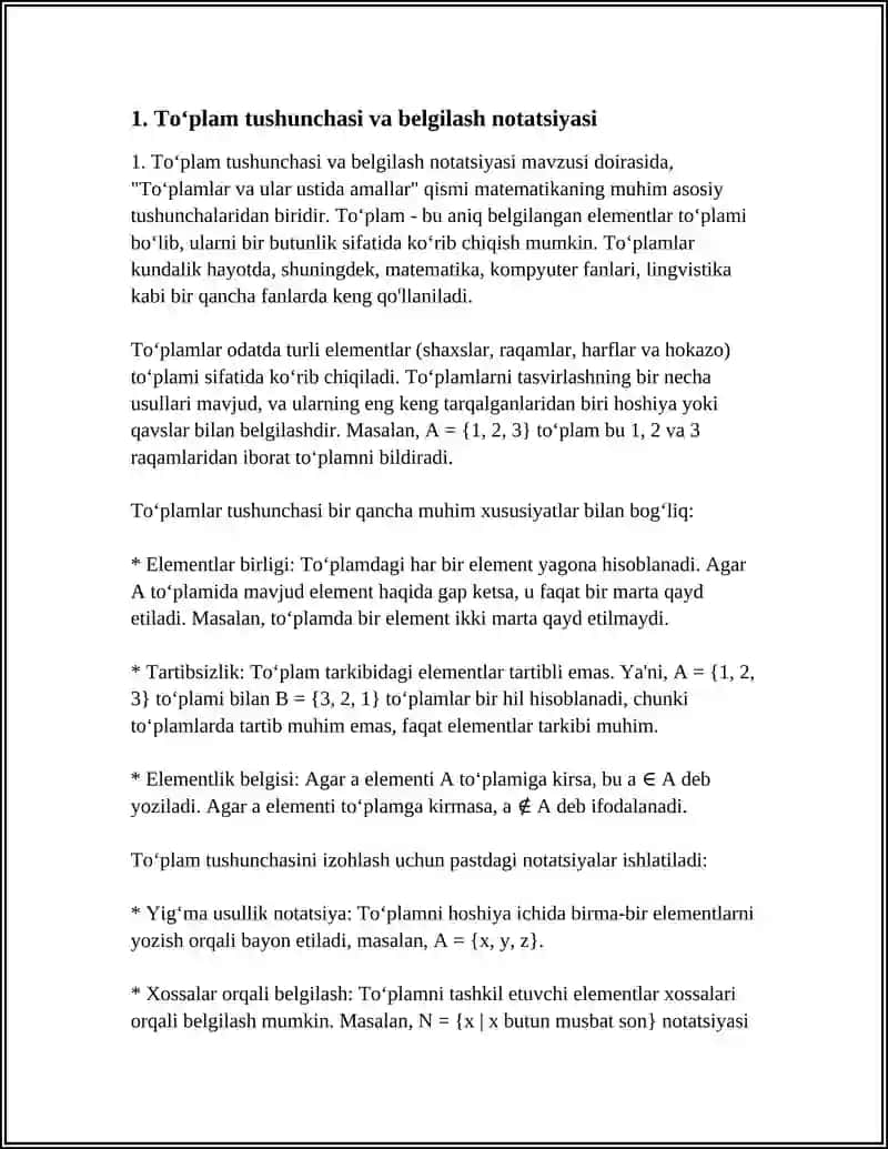 To‘plamlar va ular ustida amallar 3