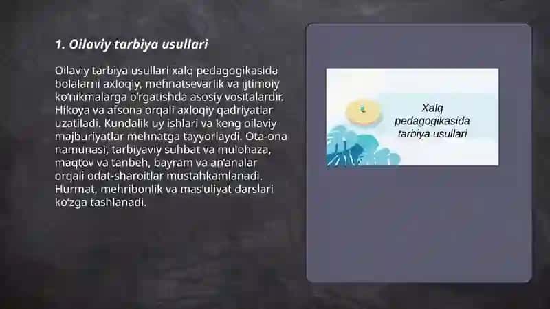 Xalq pedagogikasida tarbiya usullari 3