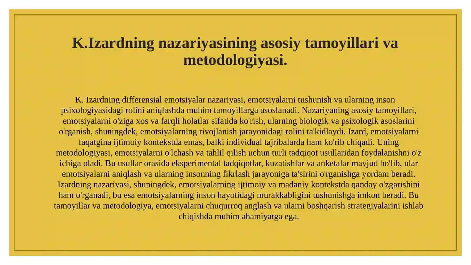 K. Izardning differensial emotsiyalar nazariyasi. 3