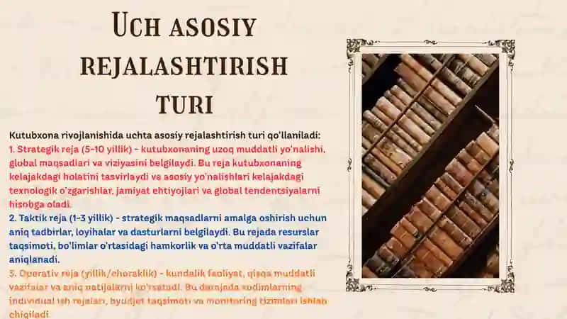Kutubxona strategik boshqaruvi va rivojlanish rejalashtirish jarayoni 3