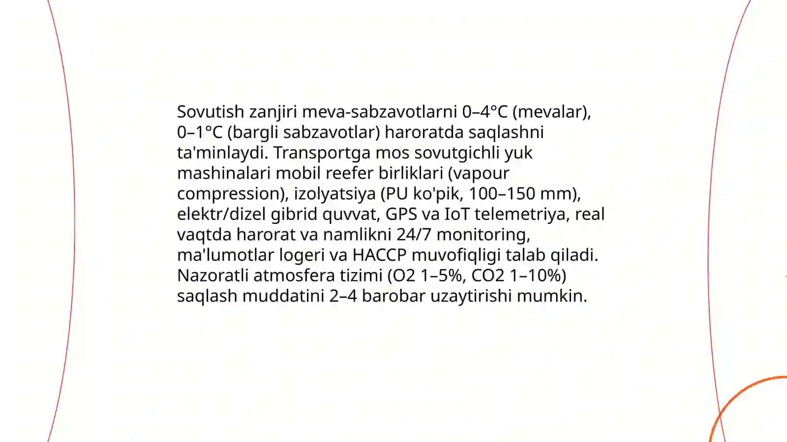 Sovutish zanjiri (cold chain) va transportga mos sovutgichli yuk mashinalari texnologiyalari 3