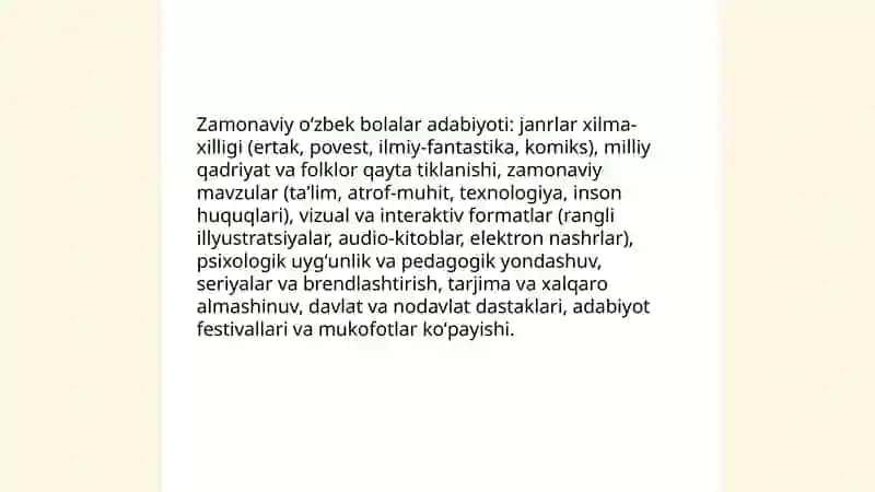 Zamonaviy oʻzbek bolalar adabiyoti 3