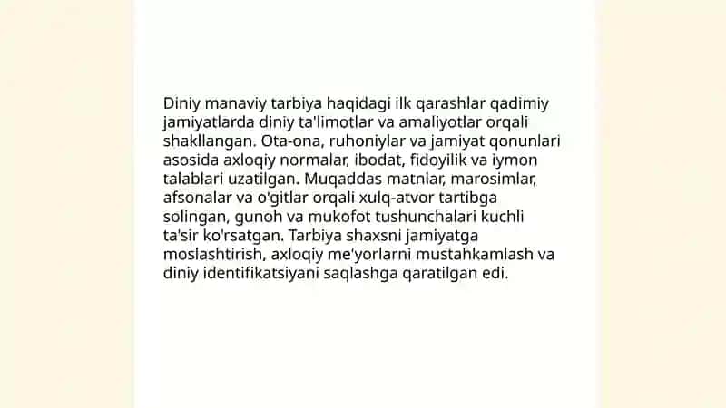 Diniy manaviy tarbiya haqidagi ilk qarashlar va talimotlar 3