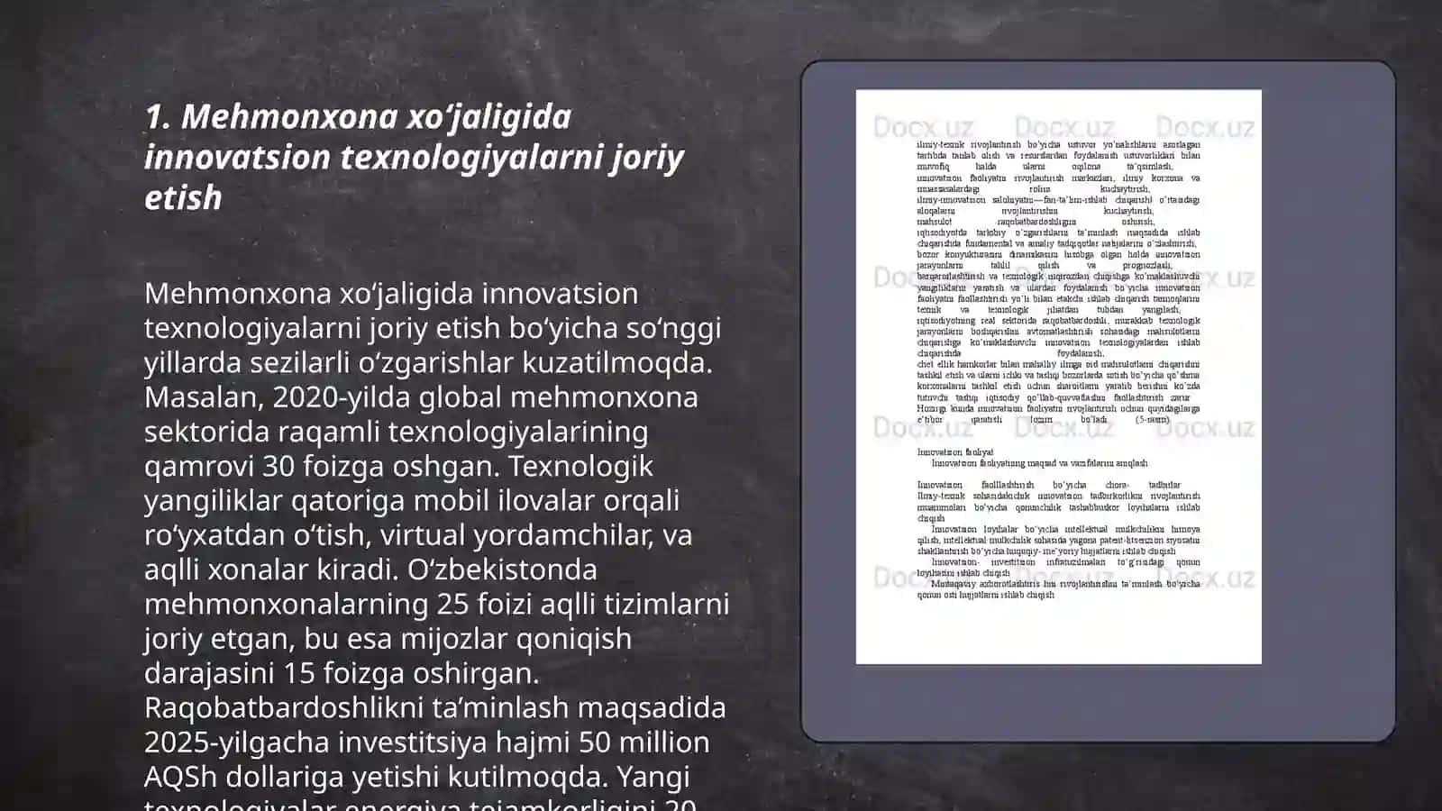 Mehmonxona xo’jaligida innovatsion faoliyatni rejalashtirish 3