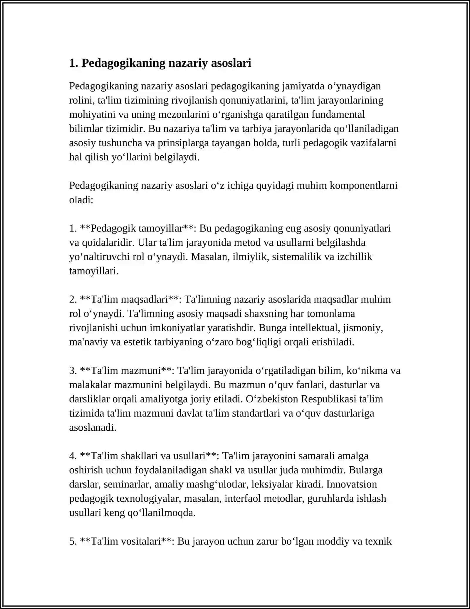 PEDAGOGIKA NAZARIYASI FANINING MAZMUNI VA MOHIYATI, PREDMETI 3