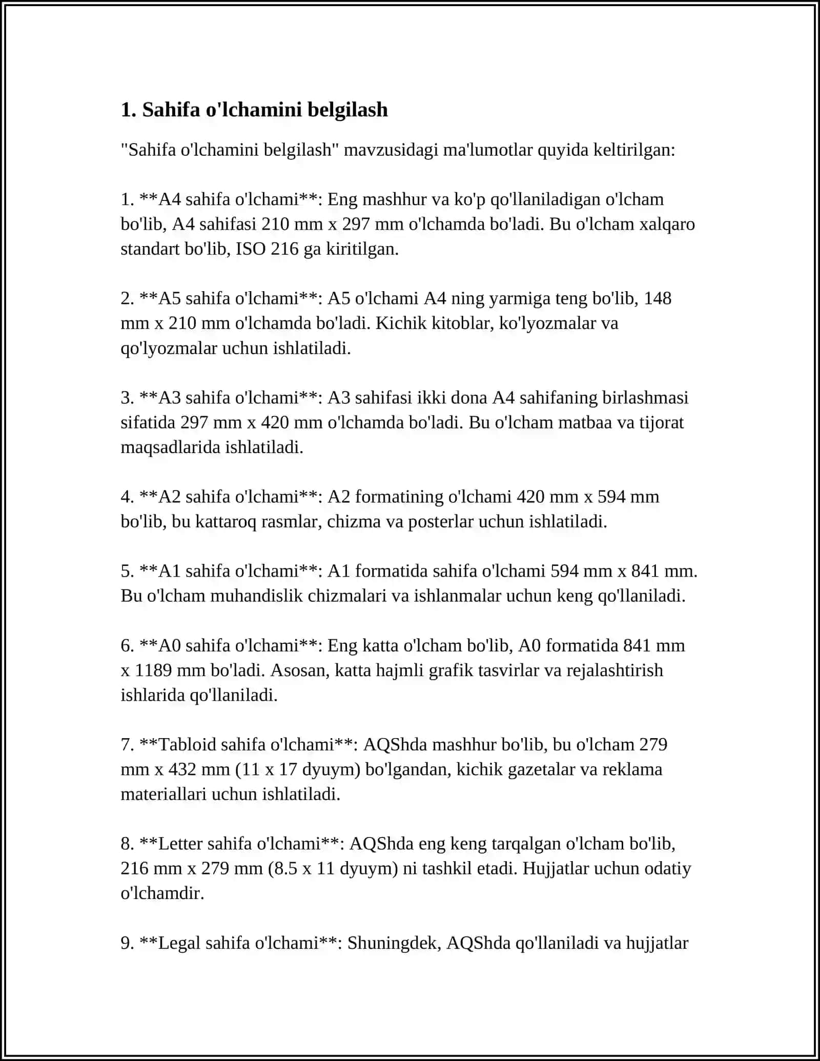 LATEX DASTURIDA SAHIFA PARAMETRLARI BILAN ISHLASH 3