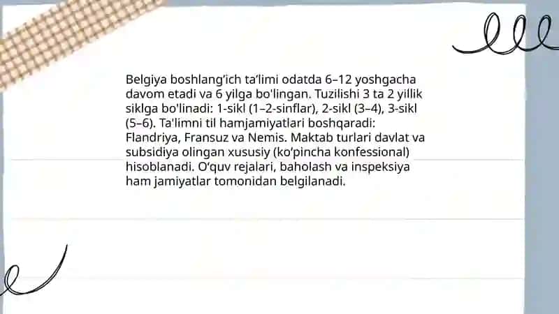 Belgiya boshlangʼich taʼlim tizimi 3