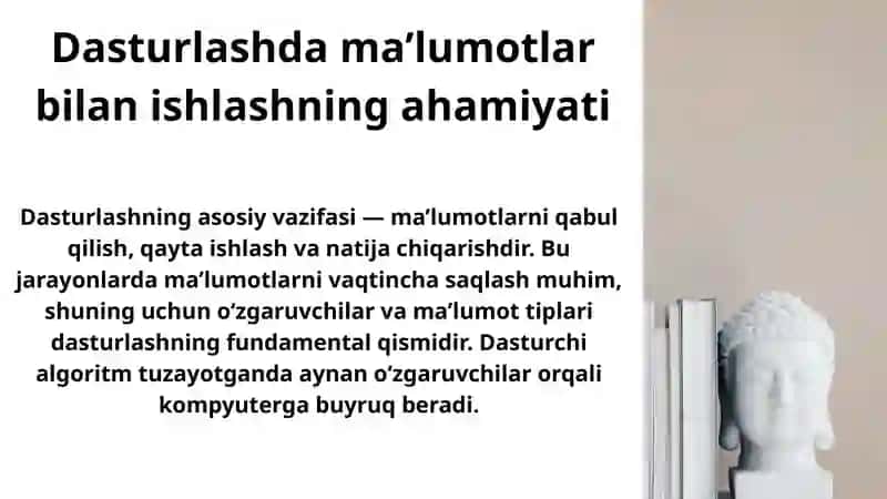 Dasturlashda o’zgaruvchilar va tiplari 3