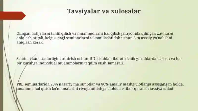 Muammoli seminarlarda o'qitish texnologiyasi 3