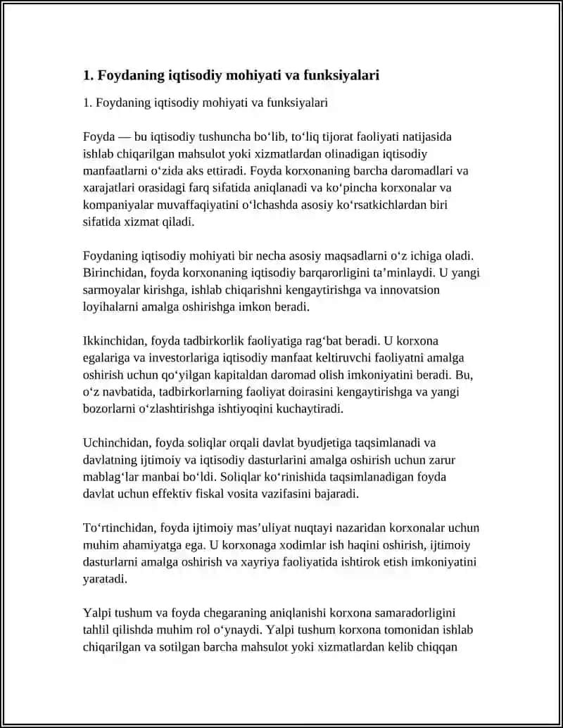 FOYDANING MOHIYATI, YALPI TUSHUM VA FOYDA 3