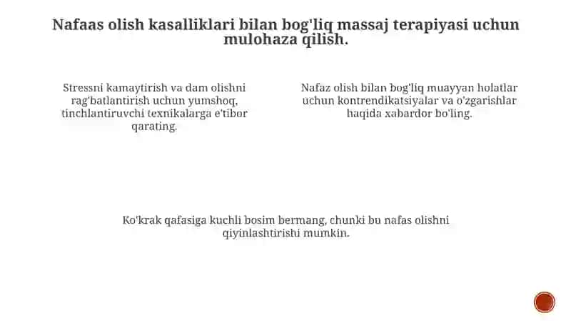 Nafas olish tizimi kasalliklari va Massaj Terapiyasi 3
