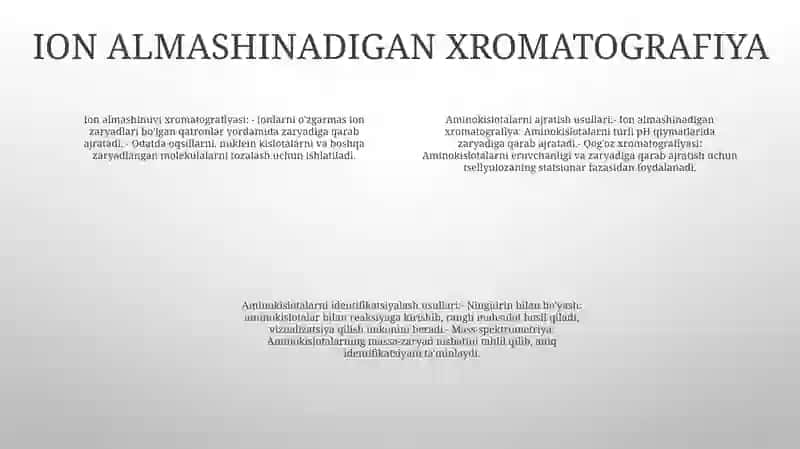 Aminokislotalarni Ajratib Olish VaIdentifikatsiyalash Usullari 3