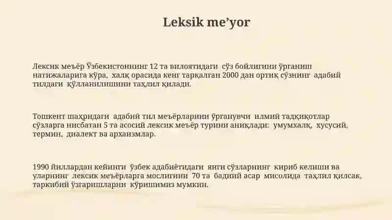 Adabiytilmeʼyorlari.Hozirgioʻzbekadabiytilimeʼyorlaritasnifi 3