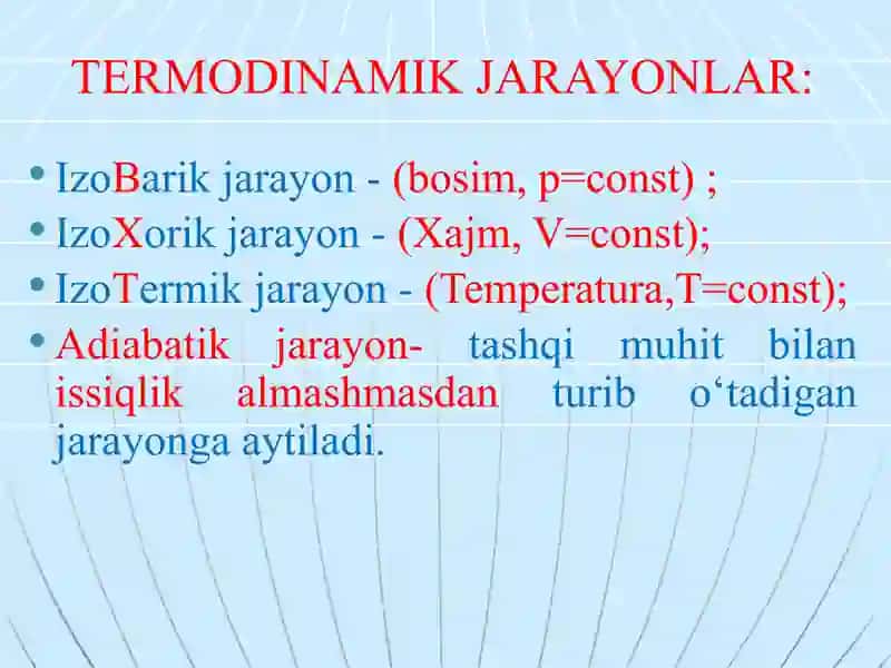 Termodinamika qonunlari va ularning tadbiqini o'rganish 3