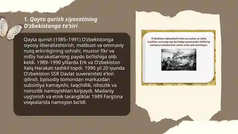 Qayta qurish siyosatining O‘zbekistonga taʼsiri 3