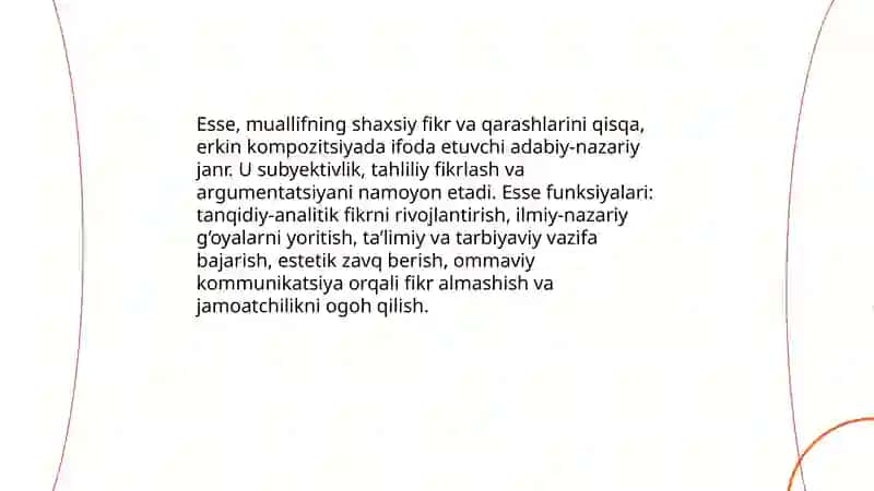 Esse janrining talablari va ta’rifi 3