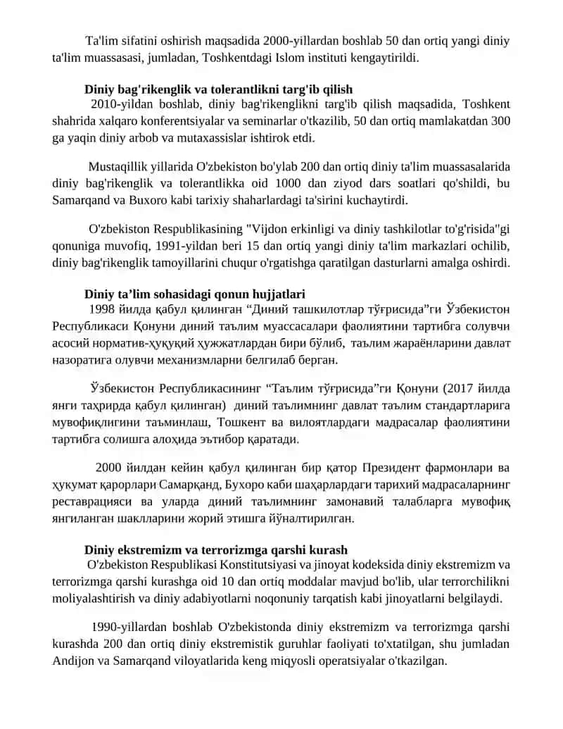 Mustaqillik yillarida diniy ta’lim tizimining rivojlanishi 3