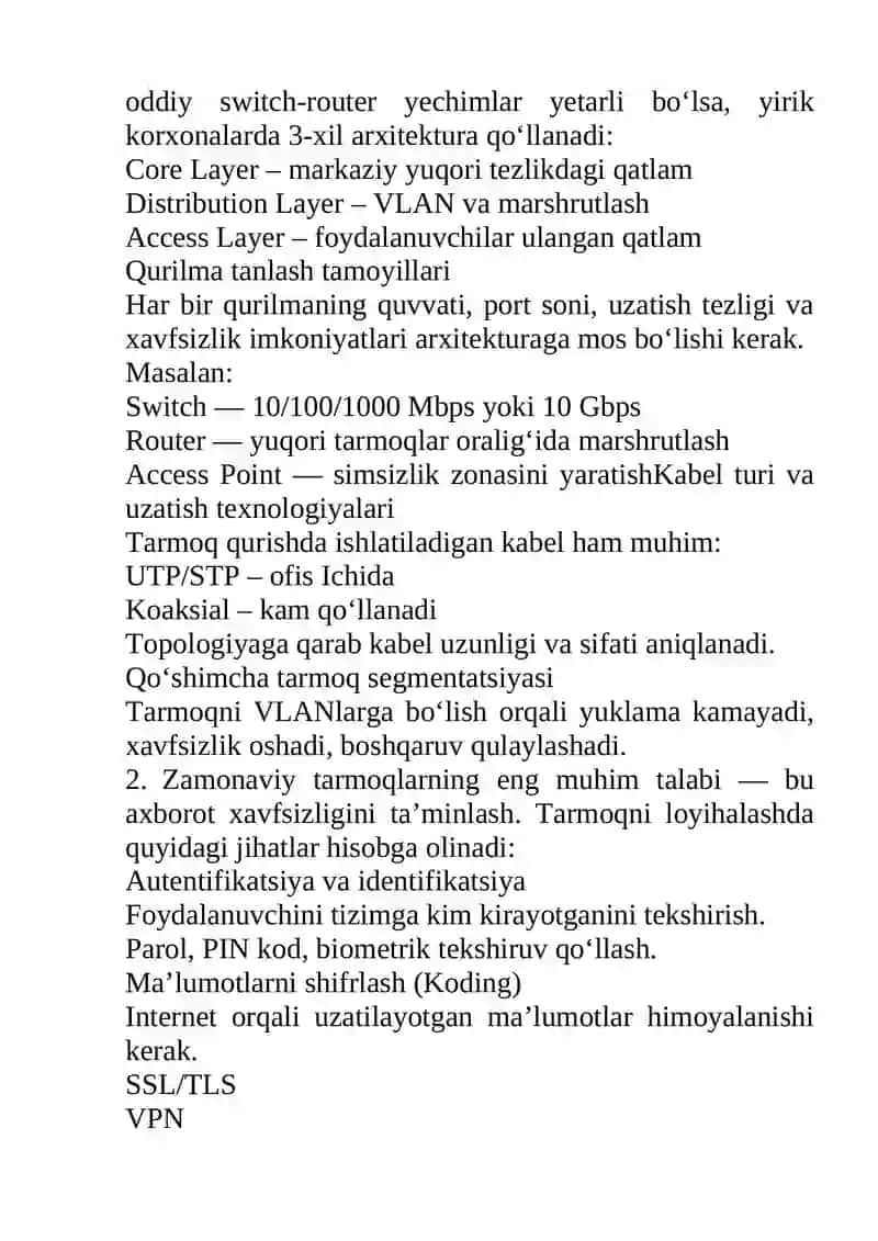 Tarmoq qurishning asosiy tamoyillari 3