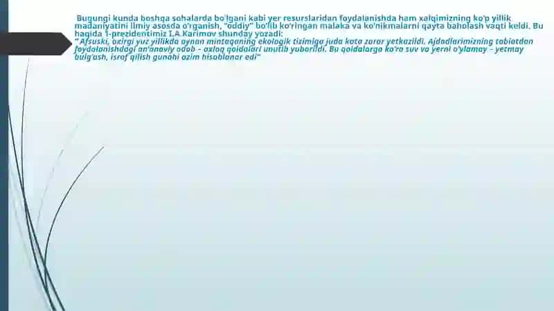 Yerresurslarini muhofaza qilish va ulardan foydalanish 3