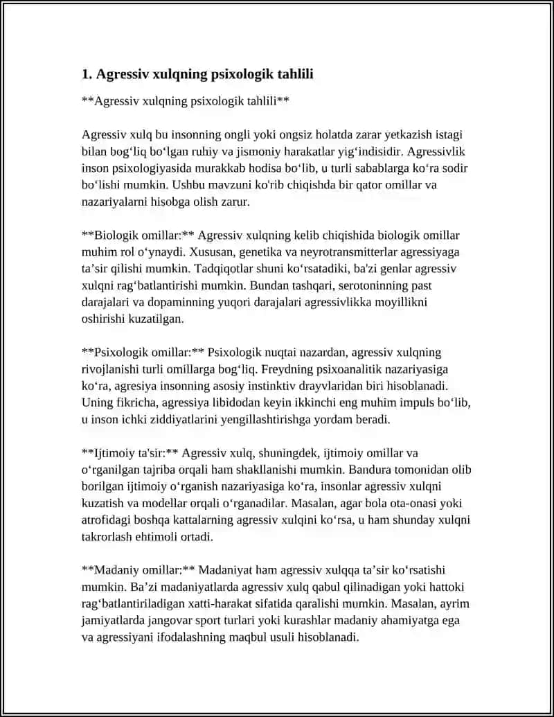 Agressiv xulqning psixologik tahlili 3