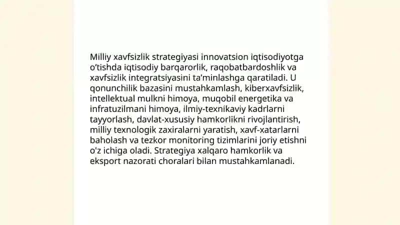 Innovatsion iqtisodiyotga oʻtish sharoitida xavfsizlikni taʼminlash shartlari 3