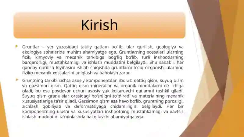 Gruntning fizikaviy ko'rsatkichlari. 3