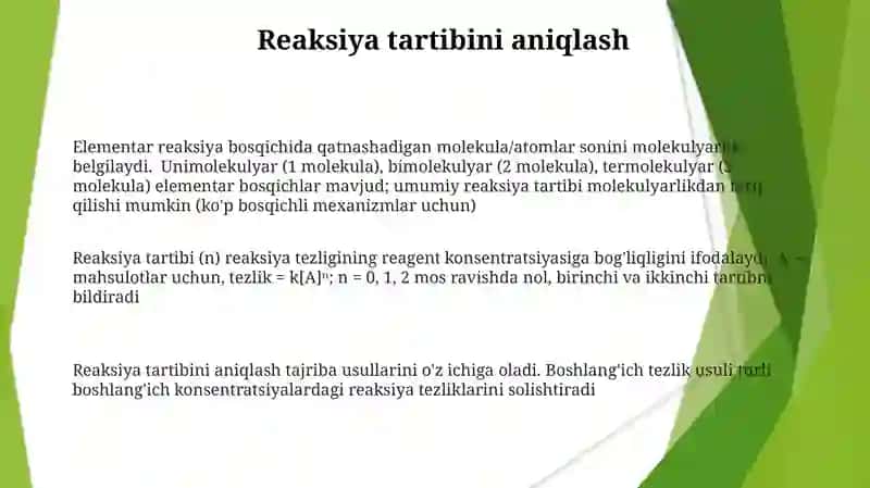Reaksiya tartibi va molekulyarligi 3