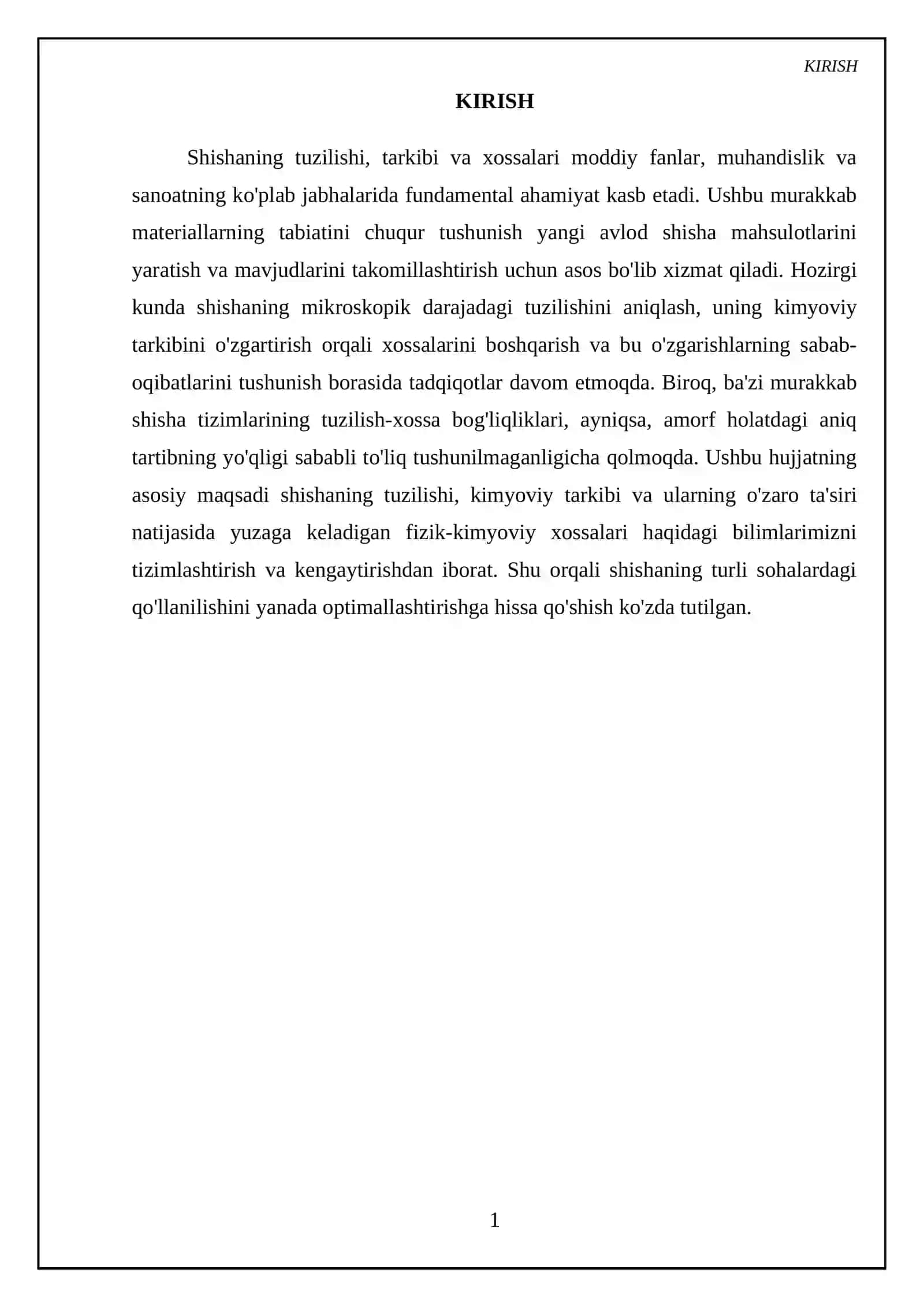 Shishaning tuzilishi, tarkibi va xossalari 3