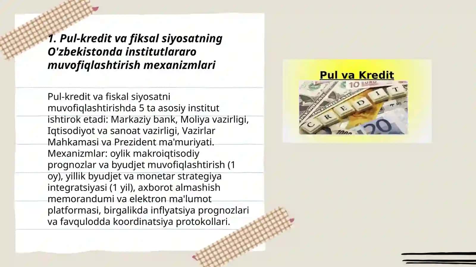 Pul-kredit va fiksal siyosatning muvofiqlashtirilishi: O'zbekiston amaliyoti 3