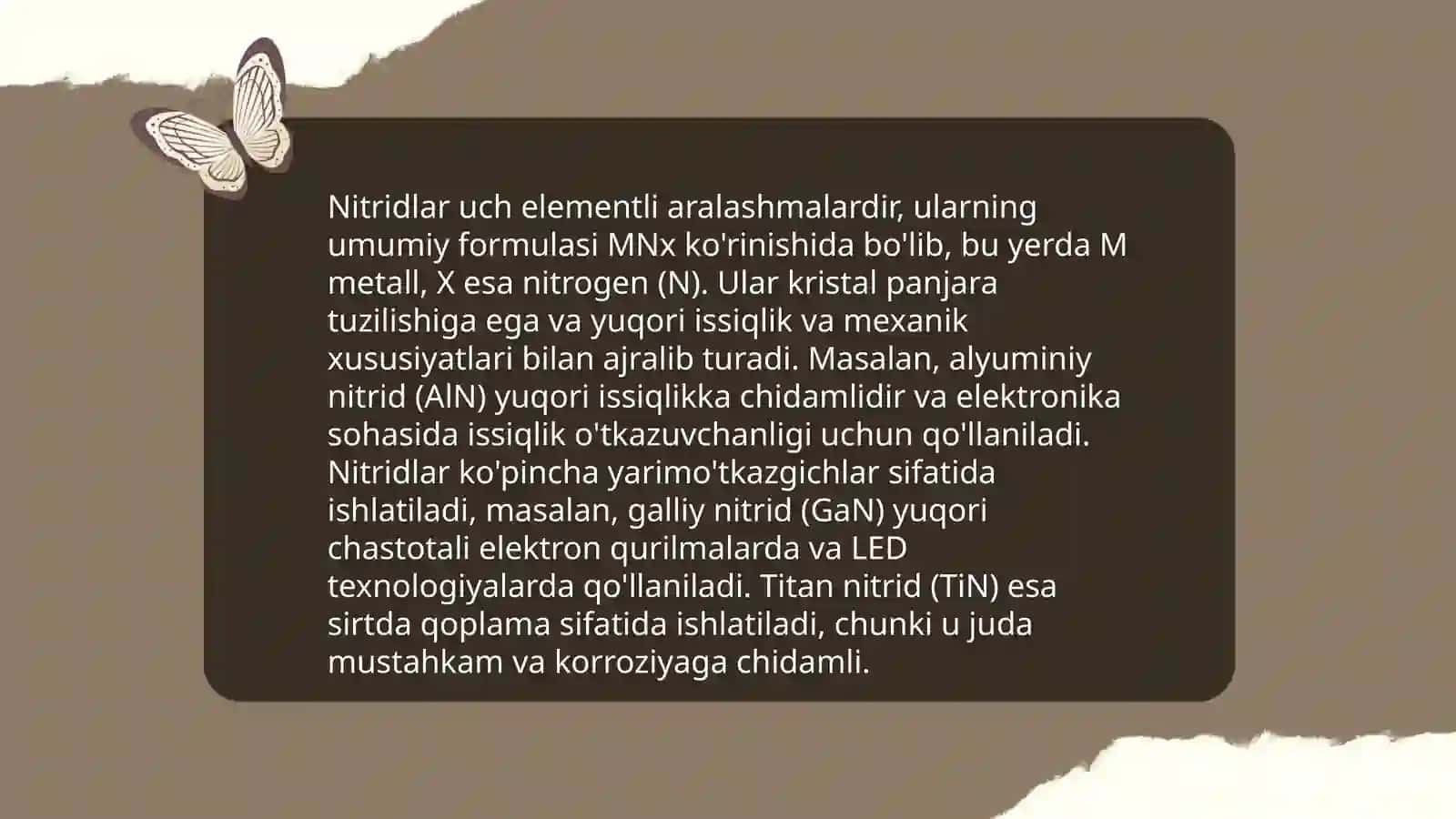 Nitridlar, gidrazin, gidroksilamin, azid kislotasi, xossalari 3