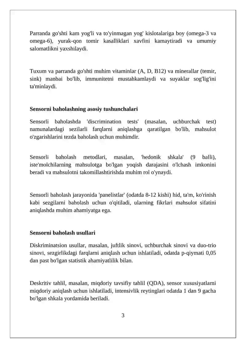 Tuxum va parranda mahsulotlariga sensorik baho berish 3