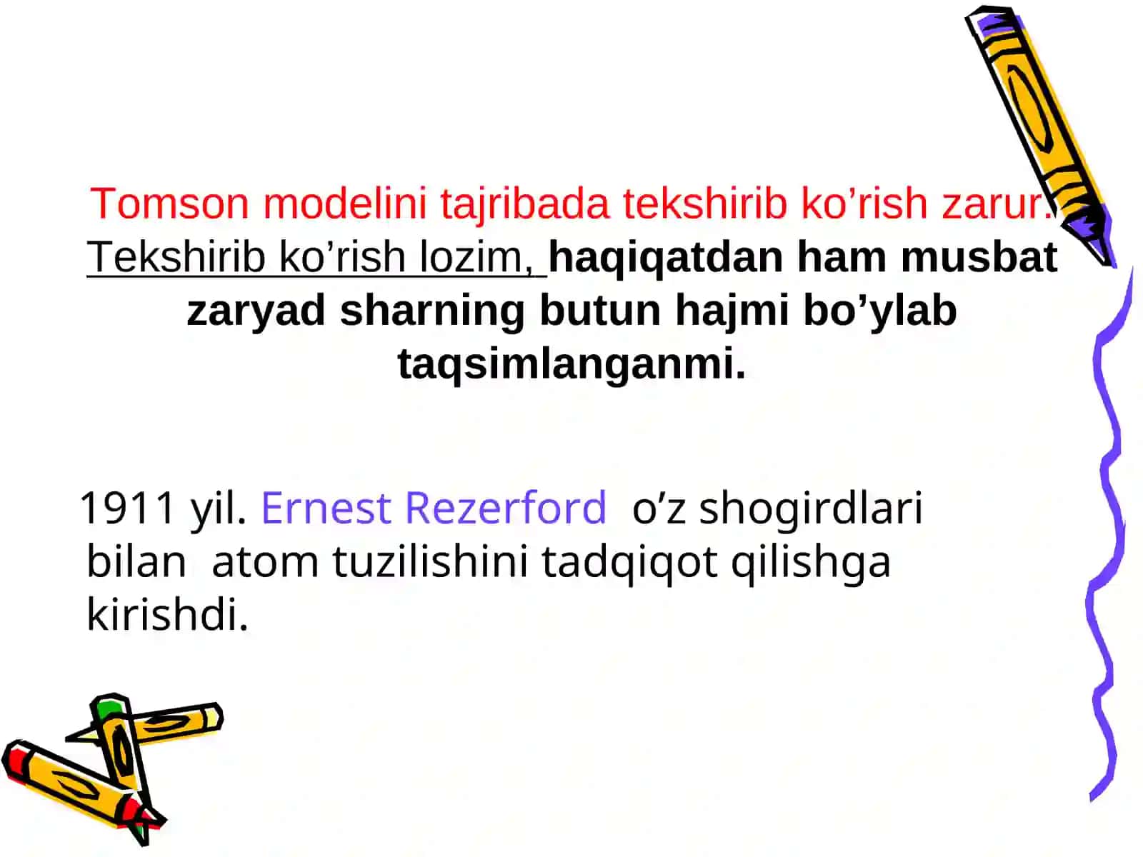 Atom modeli.Rezerford tajribasi 3