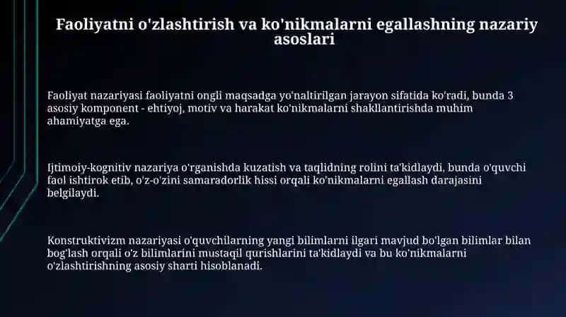 Ko'nikmalarni Shakllantirish Nazariyasi 3