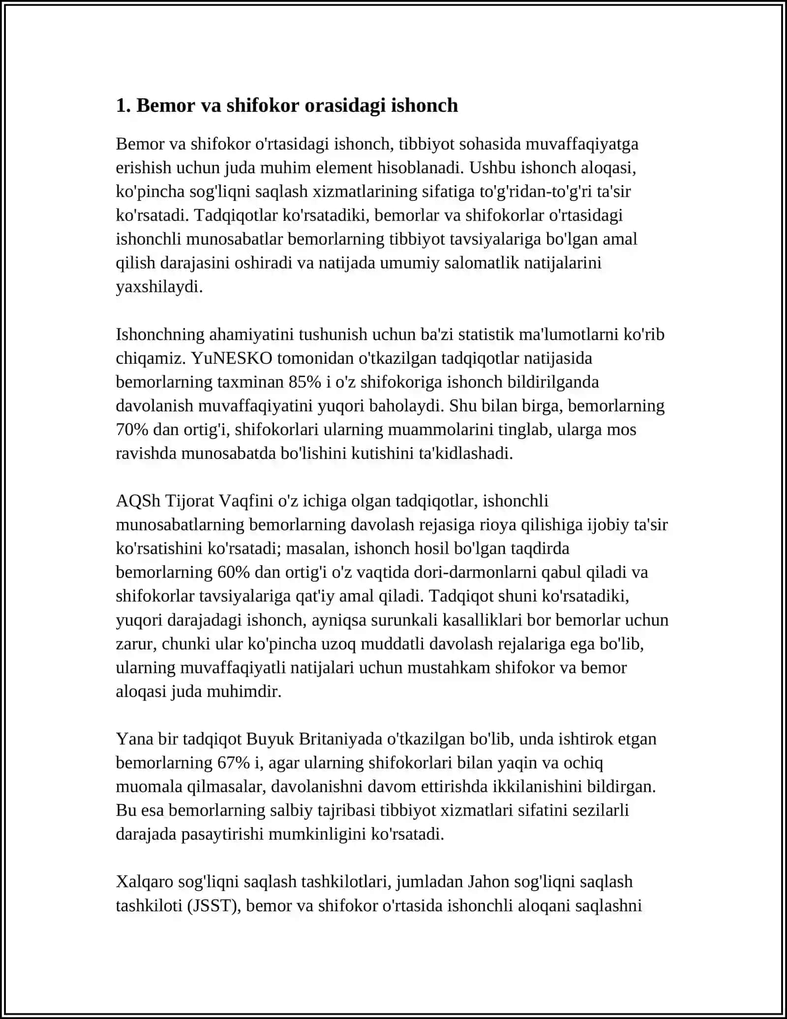BEMOR VA SHIFOKOR ÓRTASIDAGI MUNOSABAT 3