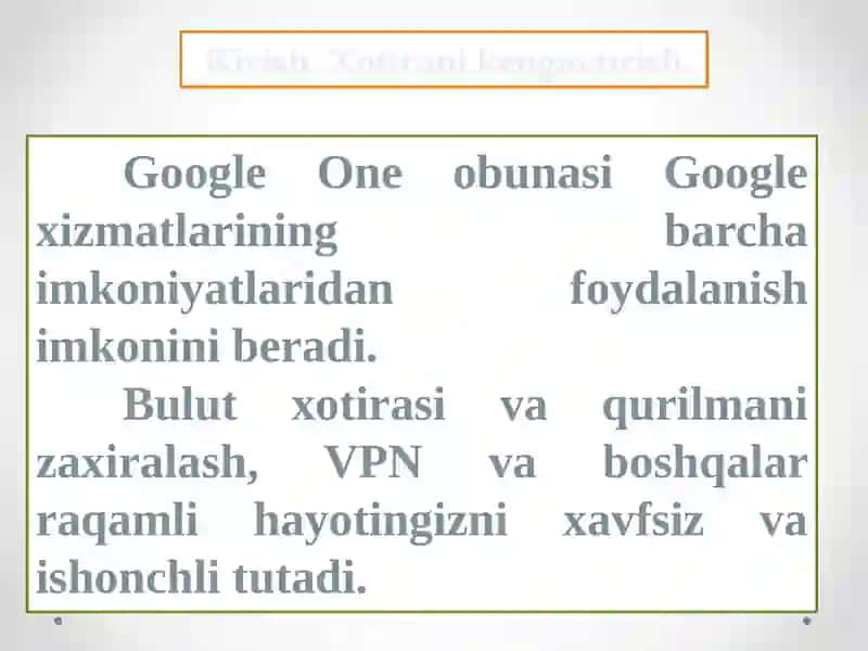 GoogleOne vauning imkoniyatlari 3
