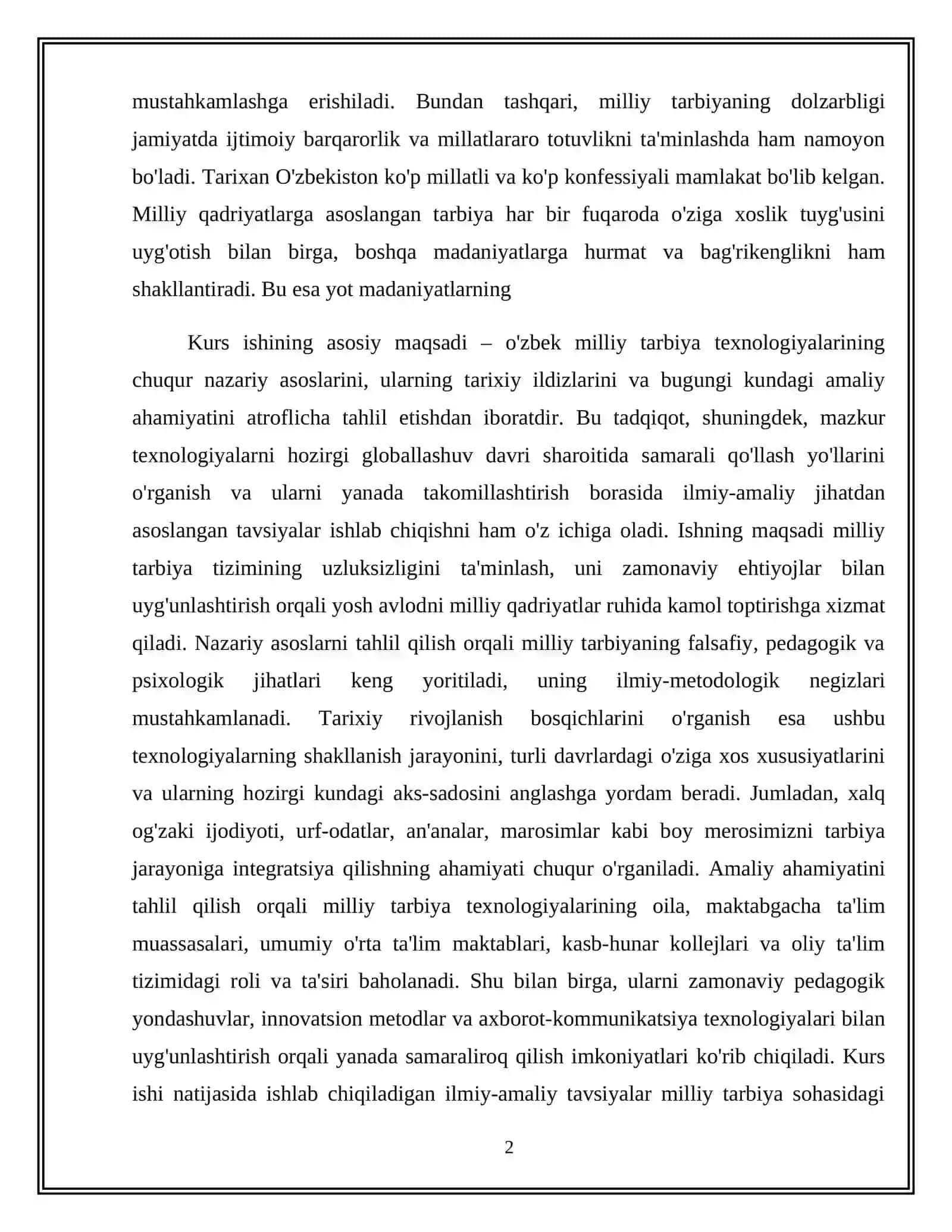 O'zbek  milliy tarbiya texnologiyalari 3