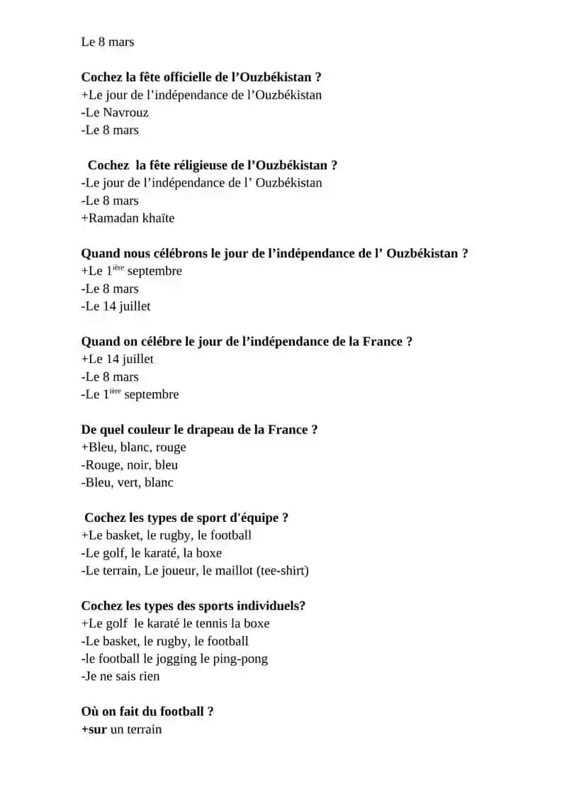 Test Fransuz tili 3