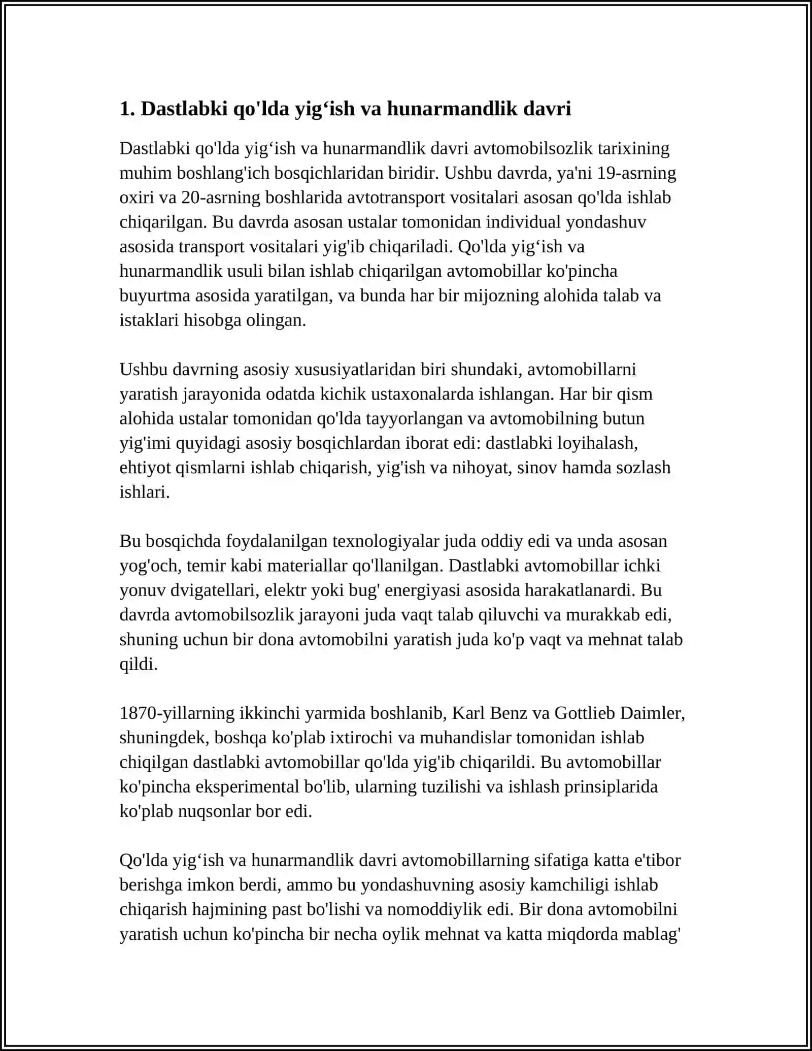 AVTOMOBILSOZLIK TEXNOLOGIYASINING RIVOJLANISH BOSQICHLARI 3