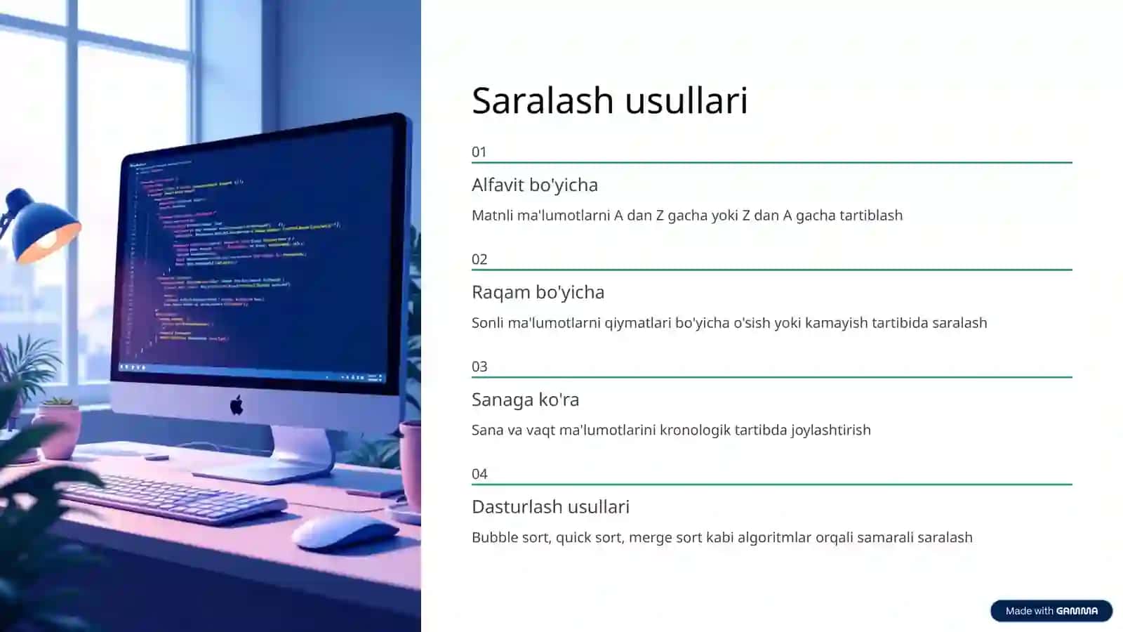 Ma'lumotlarni saralash va ma'lumot kiritish formalari 3