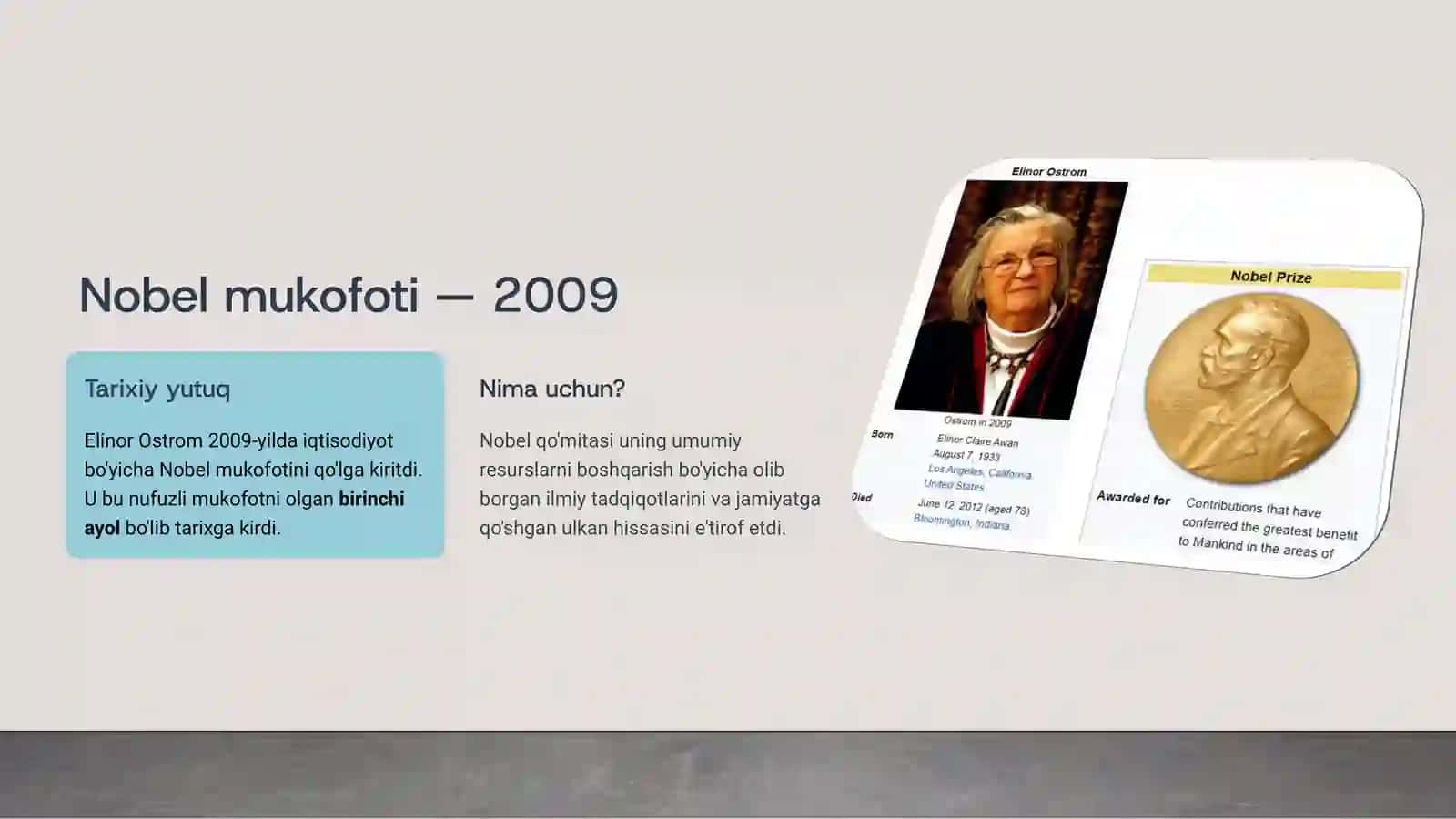 Elinor Ostrom va Umumiy Resurslarni Boshqarish Nazariyasi (A+ Mustaqil ish / Prezentatsiya) 3