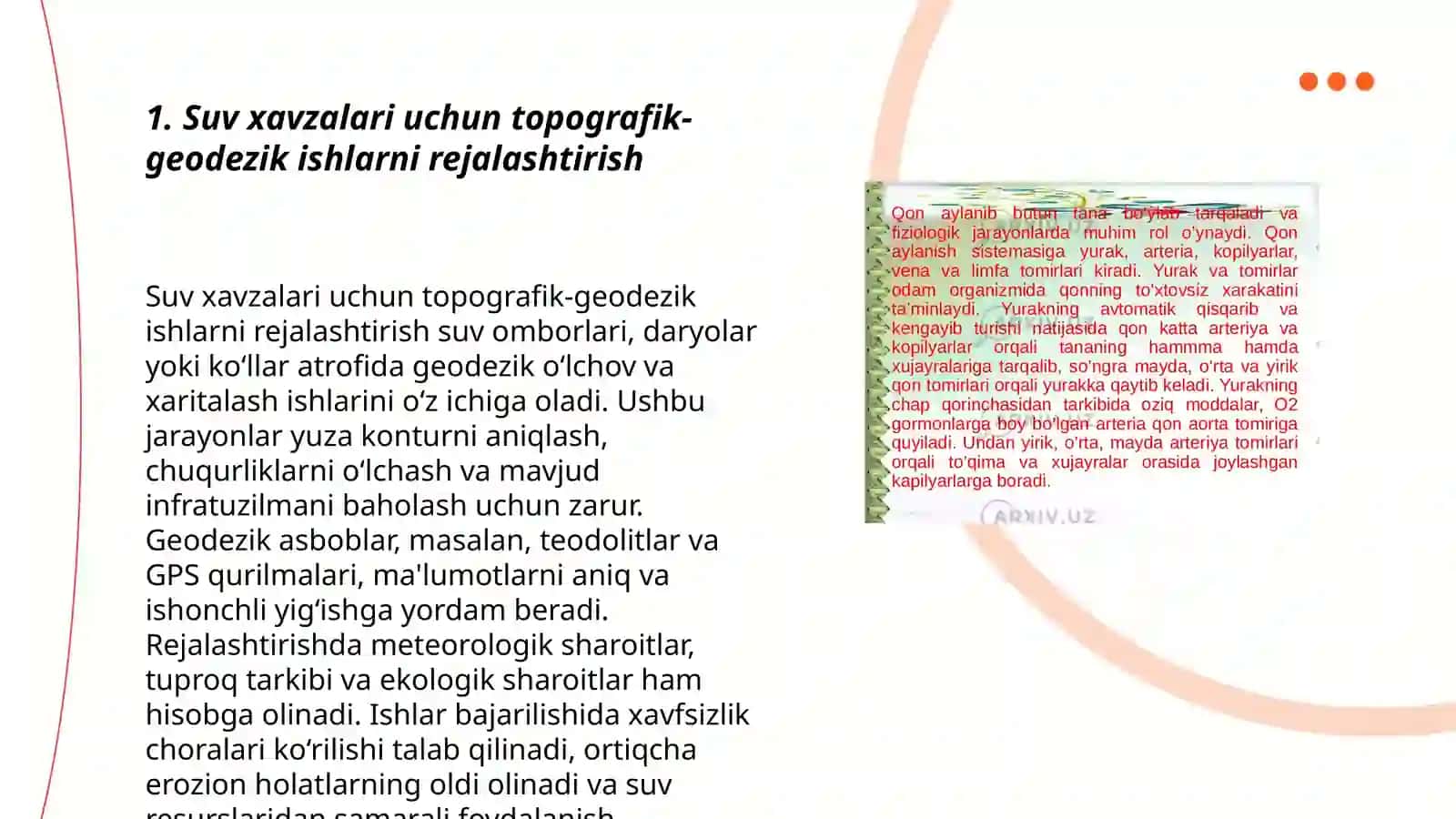 Suv xavzalari, ko‘l, dengizlarni planga olishda bajariladigan topografik geodezik ishlarni tashkil yetish xususiyatlari va texnologik tarkibi 3