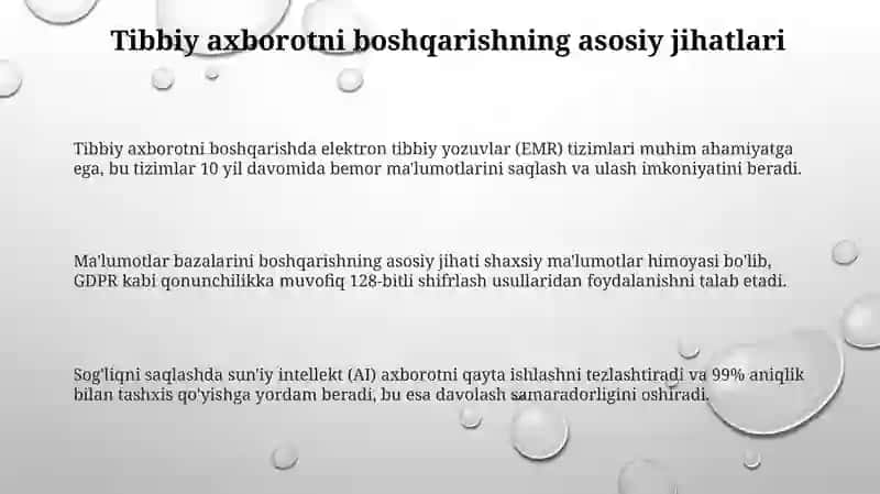 Tibbiy axborotni boshqarishning hususiyatlari 3
