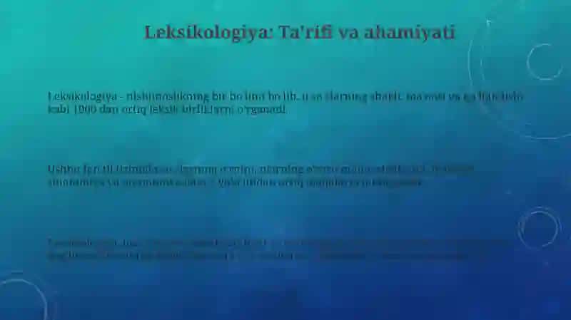Leksikologiya va uning sohalari 3