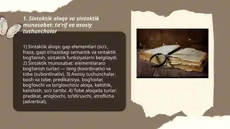 Sintaktik aloha va sintaktik munosabat 3