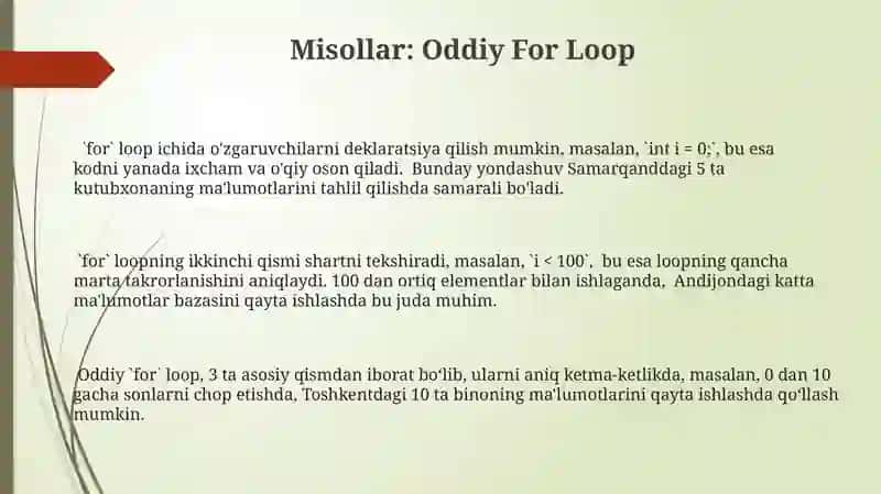 C++ tilida for takrorlash operatori 3