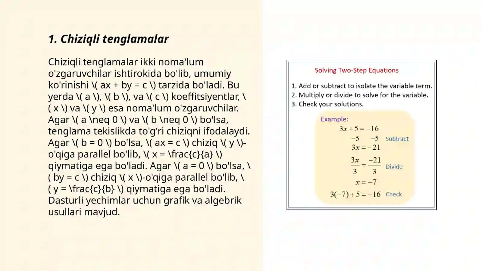 Chiziqli tenglamalar 3
