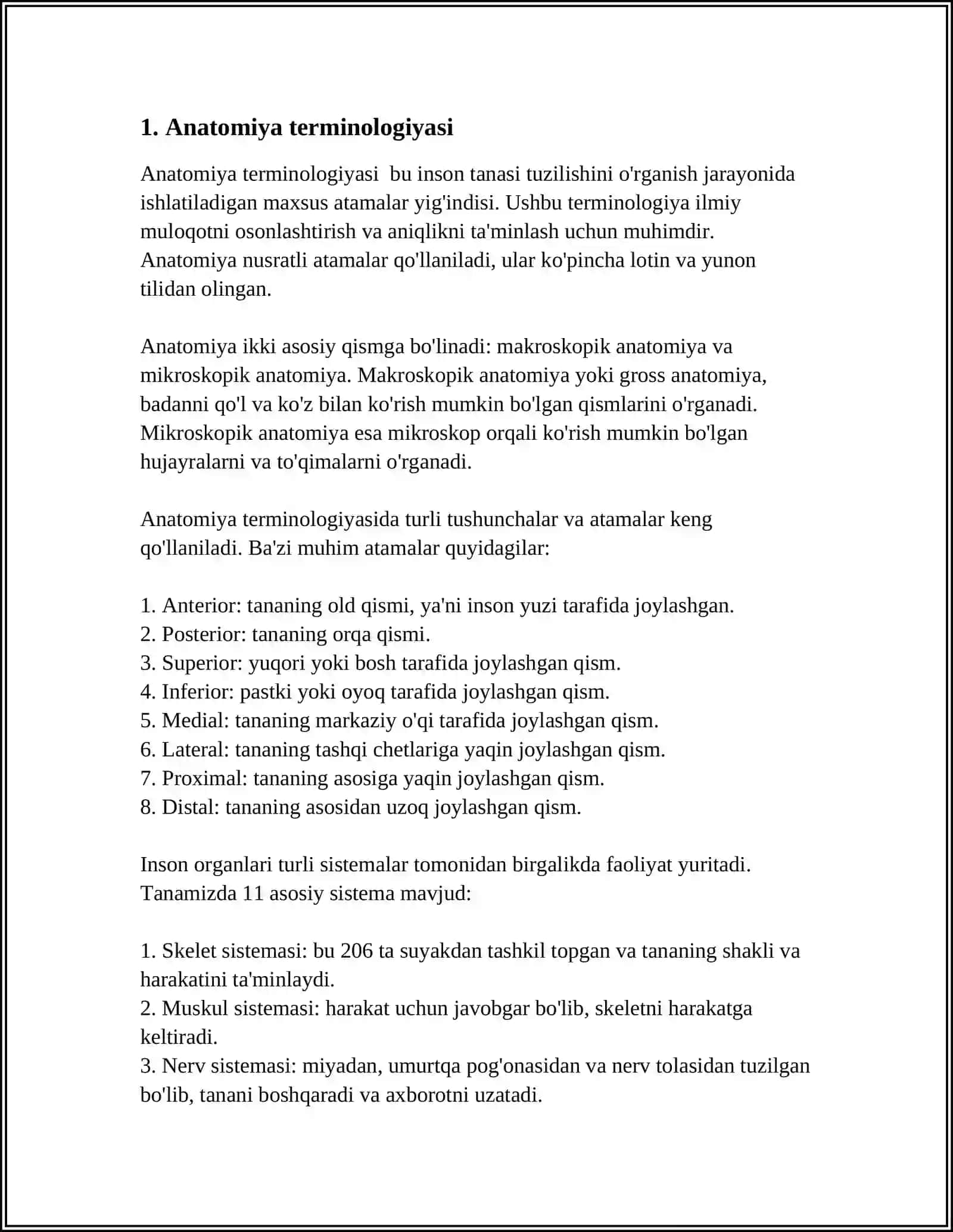 ANATOMIYA VA GISTOLOGIYA NOMENKLATURALARIDA QO‘LLANILADIGAN HOZIRGI ZAMON SIFATDOSHINING ANIQLIK NISBATI 3
