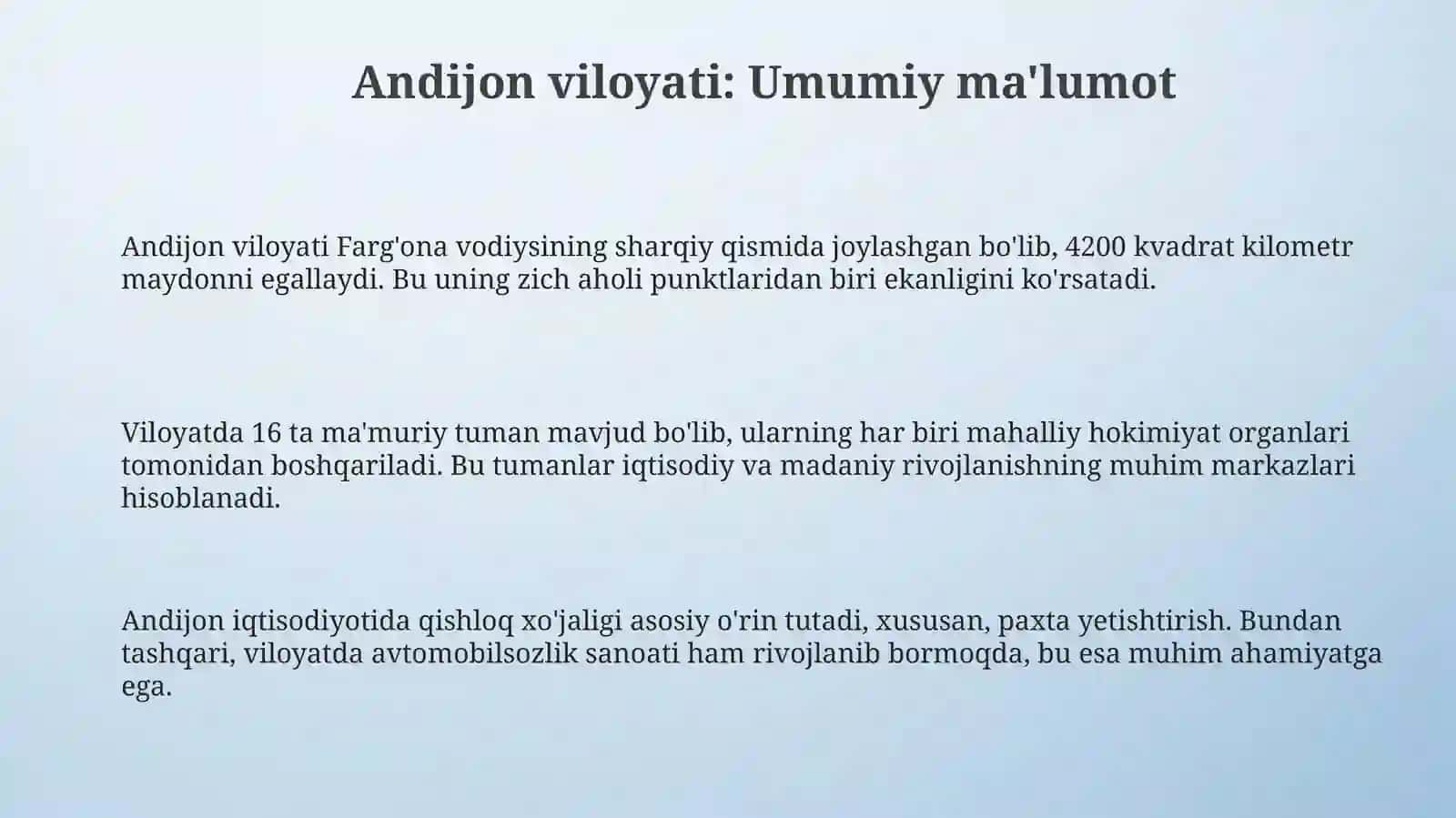 Andijon viloyati: Umumiy ma'lumot 3